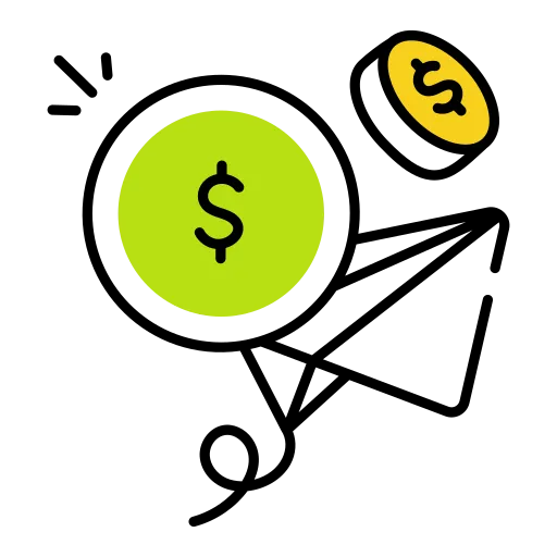 Graph with two coins and a kite, symbolizing effective communication